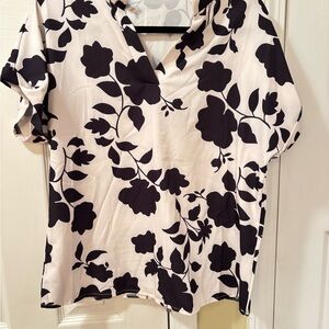 SHEIN Black Floral Print Blouse